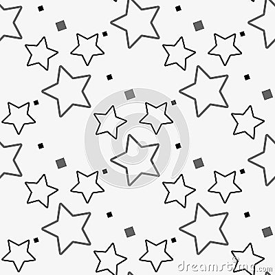 Black and white star seamless patterns, Vector illustration Cartoon Illustration