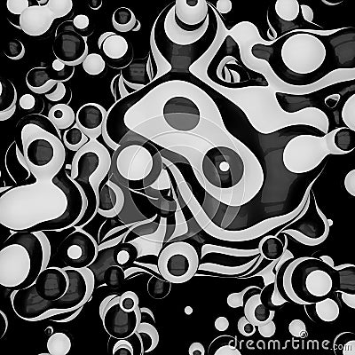 Black and white striped metaballs Stock Photo