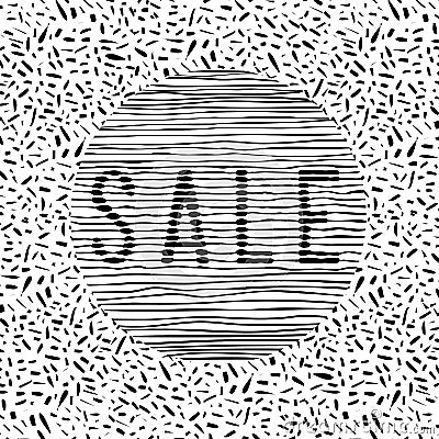 Black and white striped and outline poster. Original memphis sale minimal illustration. Vector Illustration