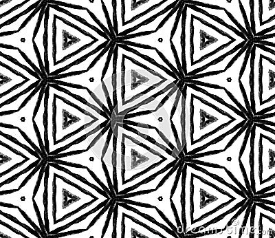 Black and white summer seamless pattern. Hand draw Stock Photo