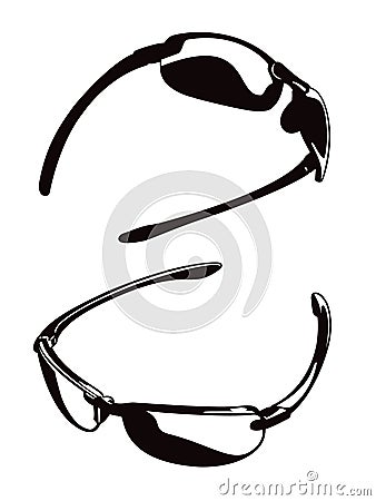 Black and White Sunglasses Vector Graphic Illustrations Set Vector Illustration