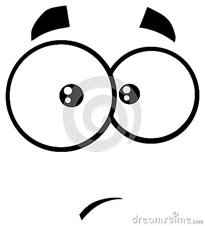 Black And White Surprisingly Cartoon Funny Face With Expression Vector Illustration