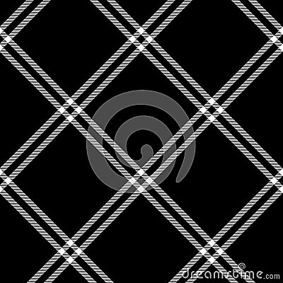 Black and white tartan traditional fabric seamless pattern, vector Vector Illustration