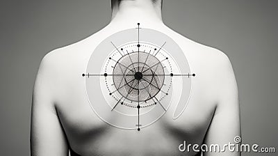 Minimal Geometric Tattoo Design With Symmetrical Lines And Shapes Stock Photo