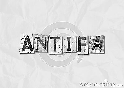 A black and white text collage graphic illustration on the concept of antifa, anti fascist protestors Cartoon Illustration