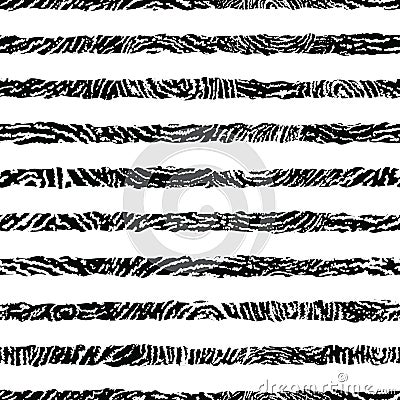 Black and white textured stripes seamless pattern Vector Illustration