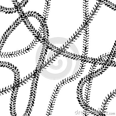 Black and white tire tread grunge protector track seamless pattern, vector Vector Illustration