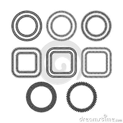 Black and white tire tread protector track frames set, vector Vector Illustration