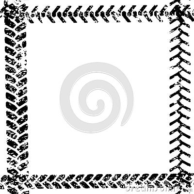 Black and white tire tread protector track on white grunge frame design, vector Vector Illustration