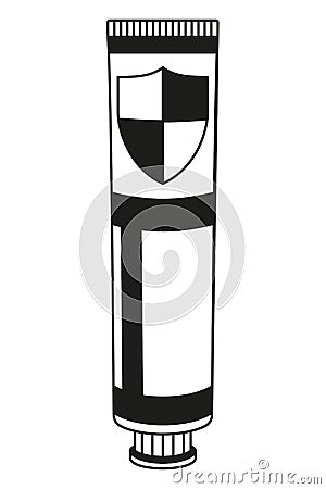 Black and white toothpaste tube silhouette Vector Illustration