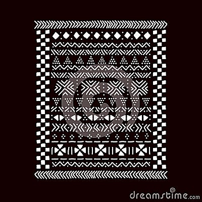 Black and white traditional african mudcloth fabric print, vector Vector Illustration