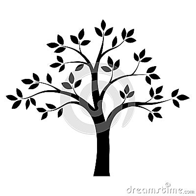 Black and white tree. Vector Vector Illustration