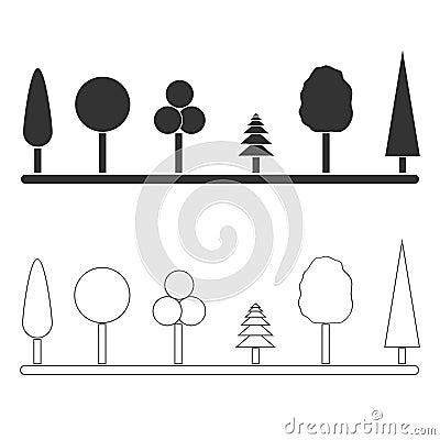 Black and white trees Vector Illustration