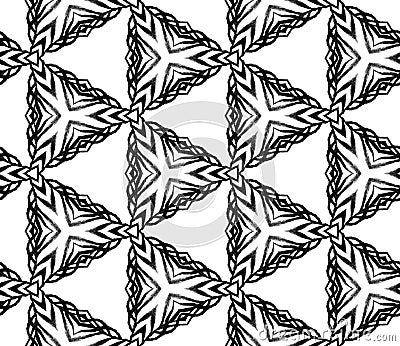 Black and white triangular seamless pattern. Hand Stock Photo