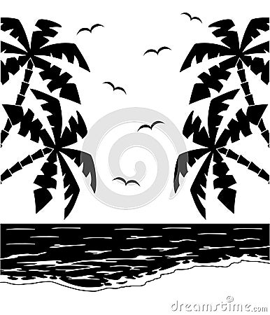 Black and white tropical landscape Stock Photo