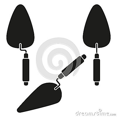 Black and white trowel set silhouette Vector Illustration