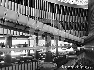 Black and white tsunami museum Editorial Stock Photo