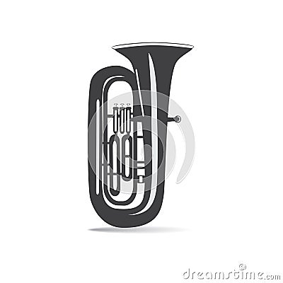 Black and white tuba isolated, vector illustration Vector Illustration