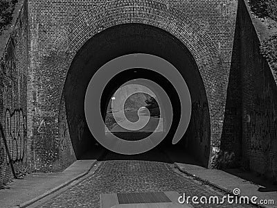 Black and white tunnel Stock Photo