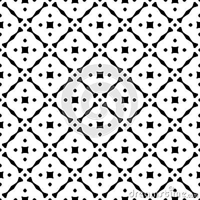 Black and white vector abstract seamless pattern with grid, diamond shapes, stars, rhombuses, lattice, repeat tiles Vector Illustration