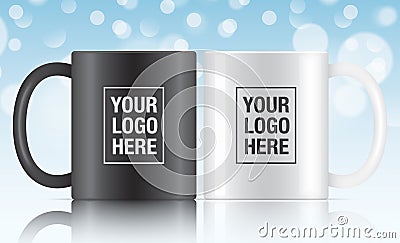 Black and white vector coffee mugs Vector Illustration