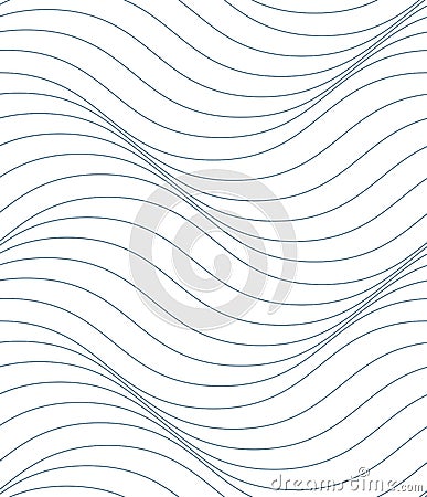 Black and white vector endless pattern created with thin undulate stripes, seamless netting composition. Continuous interlace tex Vector Illustration