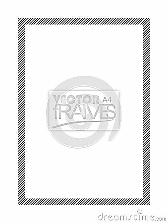 Black and white vector frames. A4 size frames. Rectangular frame in line art. Simple frame design. Vector Illustration