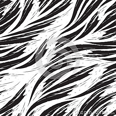 Black and white vector geometric seamless pattern of waves, river or current. Vector Illustration