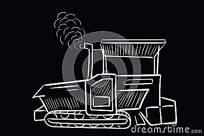 Asphalt spreader on tracks black Vector Illustration