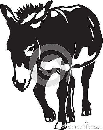 Black and White Donkey Illustration Vector Illustration