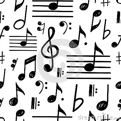 Music Notes Vector Seamless Pattern Vector Illustration