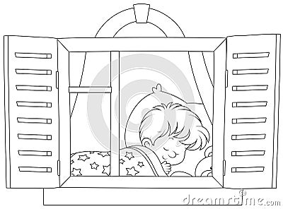 Little boy sleeping Vector Illustration