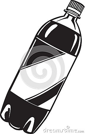 Black and White Soft Drink Bottle Illustration Vector Illustration