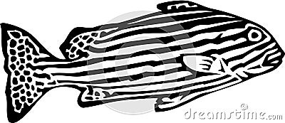 Black and White Zebrafish Illustration Vector Illustration