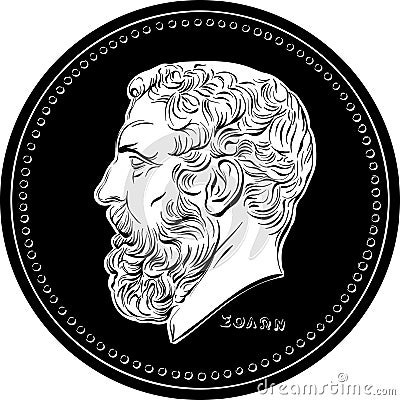 Greek gold coin 50 drachmas Solon Stock Photo