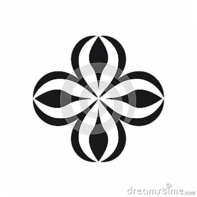 Multibranched Flower Symbol In Minimalist Black And White Stock Photo