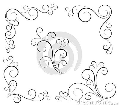 Black and white vectore curl florish vignette Vector Illustration