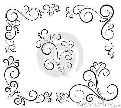 Black and white vectore curl florish vignette Stock Photo
