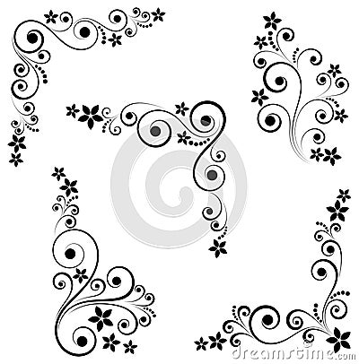 Black and white vectore curl florish vignette Vector Illustration