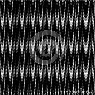 Black and white vertical spiral stripes pipes, abstract seamless pattern, geometric ornament, grunge monochrome optical illusion. Vector Illustration