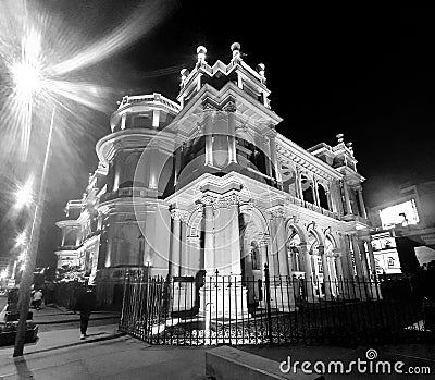 Black and white villa cairo castle night nights Stock Photo