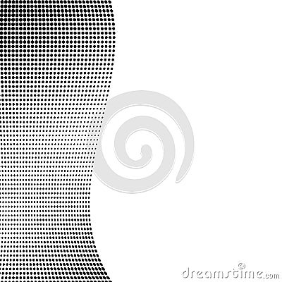 Black white wave shape background. Dots gradient. Pop art banner with half tone effect. Halftone fade pattern Vector Illustration