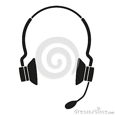 Black and white wireless headset silhouette Vector Illustration