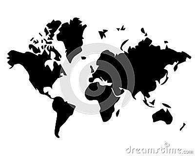 Black-and-white world map Vector Illustration