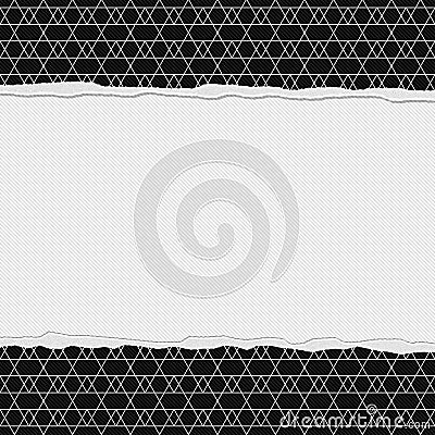 Black and White Zigzag Frame with Torn Background Stock Photo