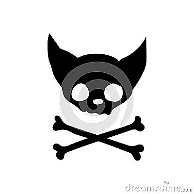 black and whitel Skull bat. Vector illustration. Vector Illustration