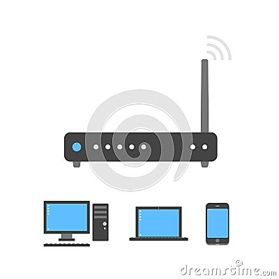 Black wi-fi router icon Vector Illustration