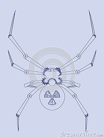 Black widow bot blueprint Vector Illustration