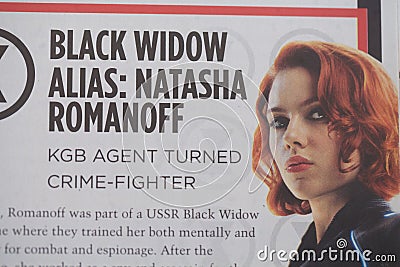 Black Widow, Marvel superheroine, Scarlett Johansson Editorial Stock Photo