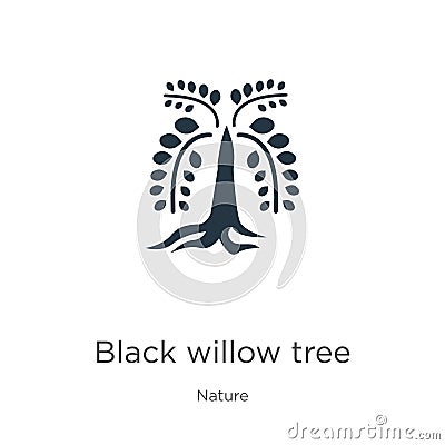 Black willow tree icon vector. Trendy flat black willow tree icon from nature collection isolated on white background. Vector Vector Illustration